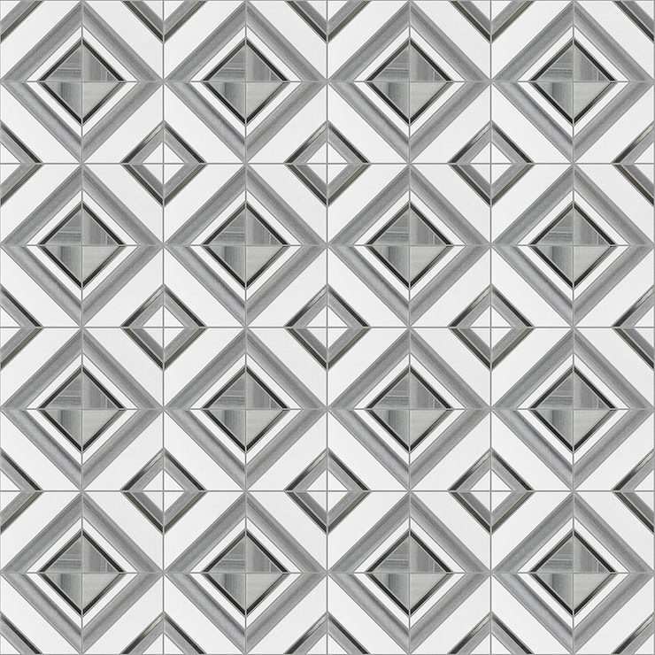 Euphoria Marble Silk Gray 12x12 Square Polished Mosaic Tile
