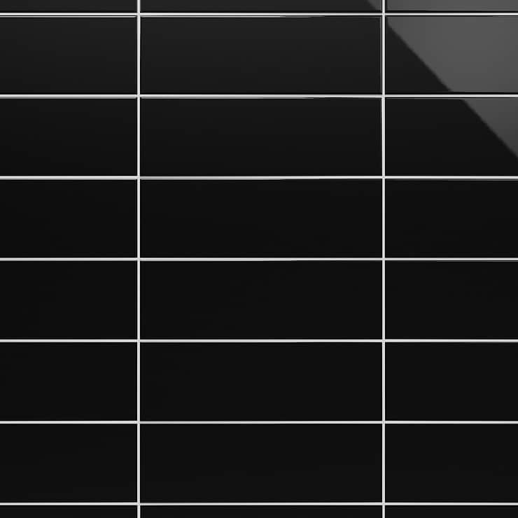 Park Hill Black 4x12 Polished Porcelain Tile