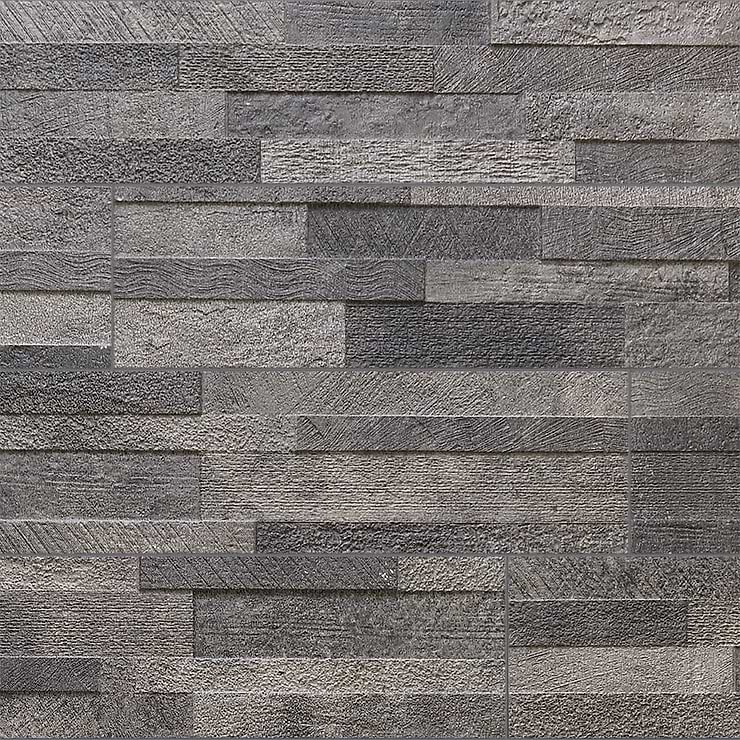 Lodge Stone 3D Dark 6x24 Textured Porcelain Wall Tile
