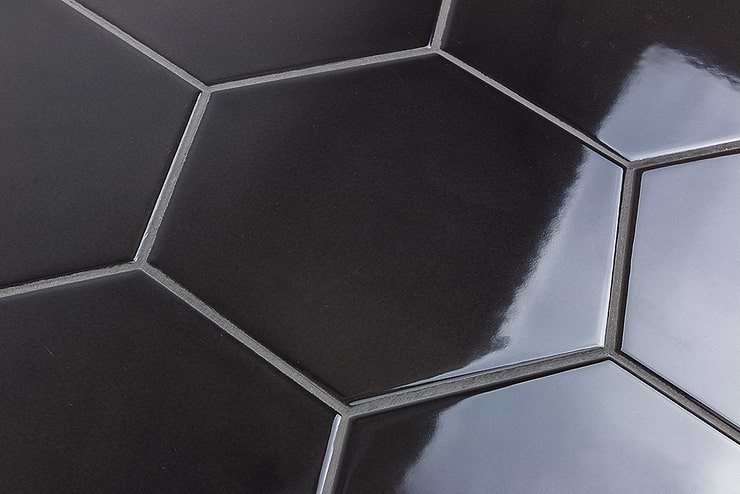 Exagoni Puro Grafito Brillo Hexagon Ceramic Tile