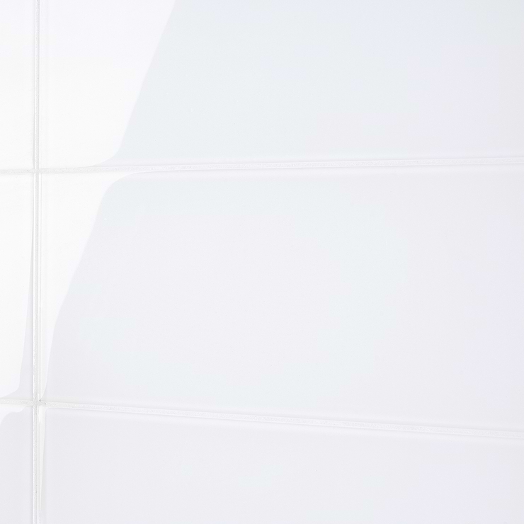 Loft Super White 6x18 Polished Glass Subway Tile for Wall