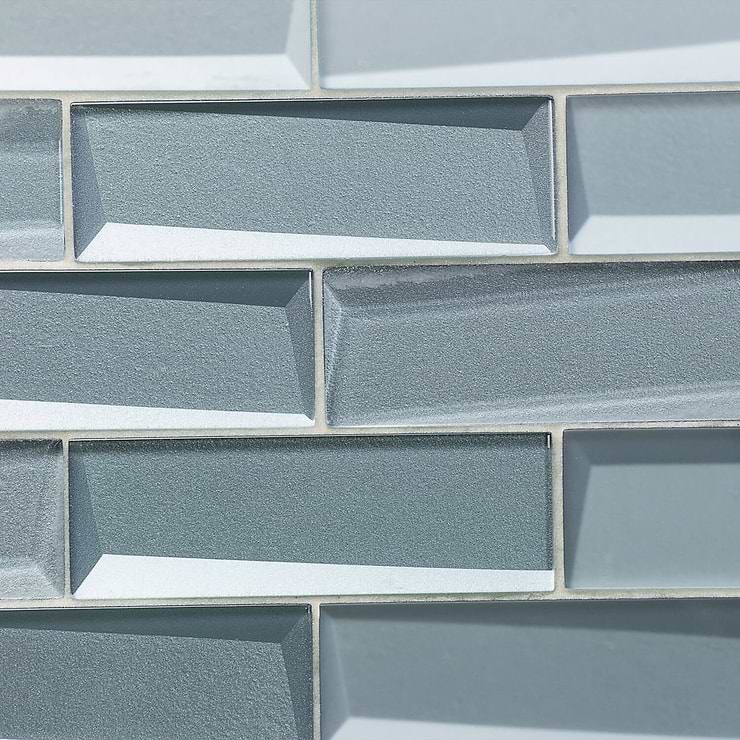 Remington Sage Beveled Bricks Glass Mosaic Tile