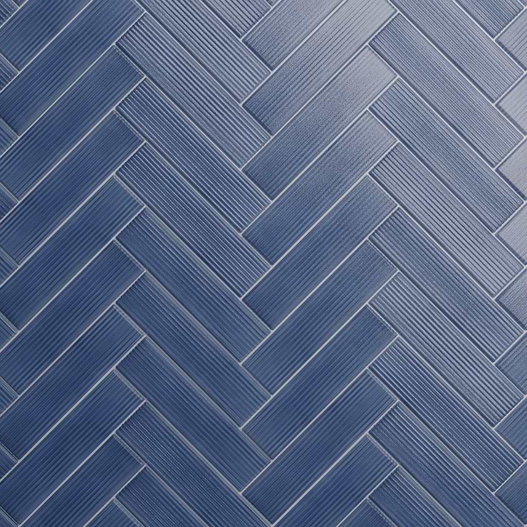 Stacy Garcia ArtBlock Fluted Denim Blue 4x16 Glossy Porcelain Tile