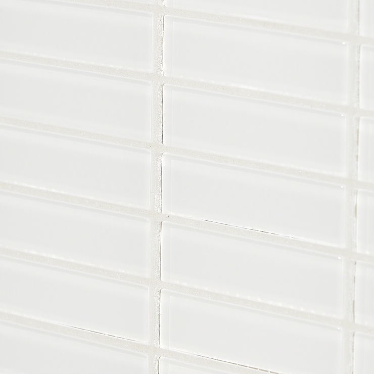 Loft Super White 1x4 Polished Glass Brick Mosaic Tile