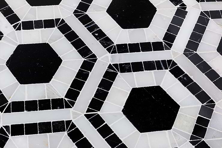 Cosmos Nero & Asian Statuary Hexagon Marble Tile
