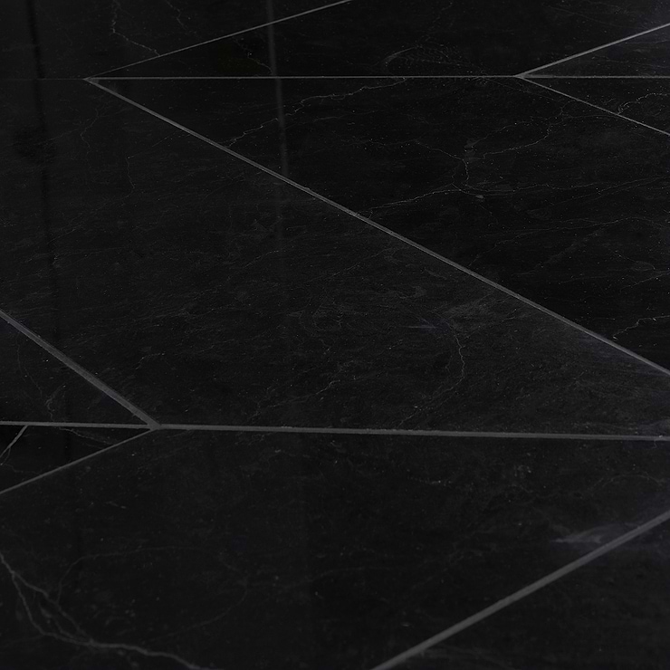 Nero Marquina 6x24 Chevron Polished Marble Tile