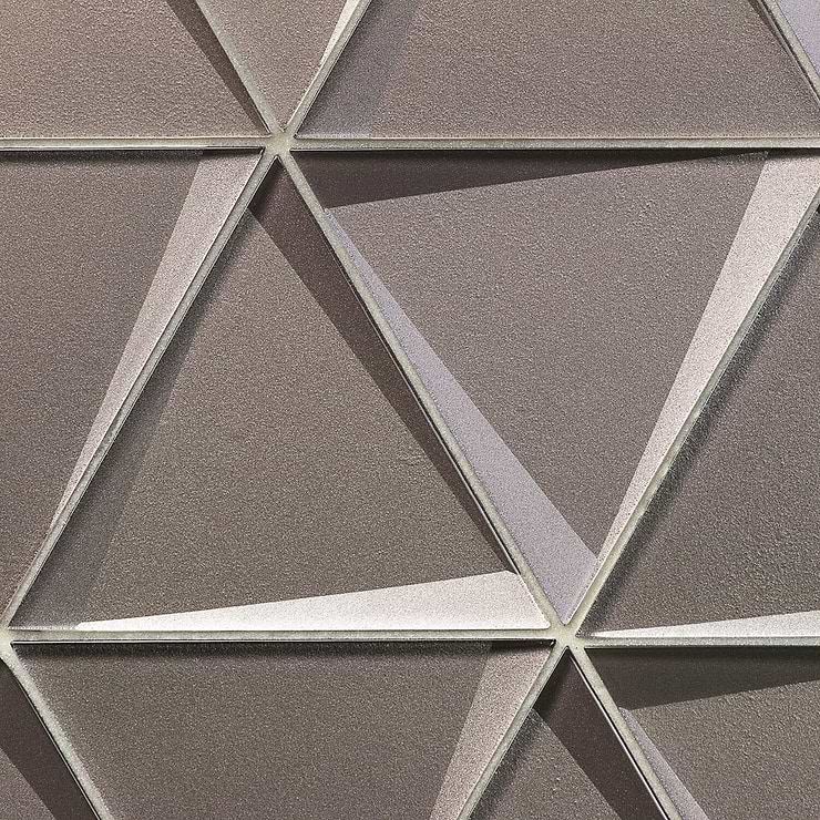 Remington Sepia Beveled Triangles Glass Mosaic Tile