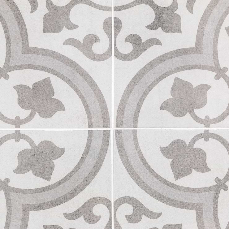 Cascais Silver Ornate 9x9 Matte Porcelain Tile