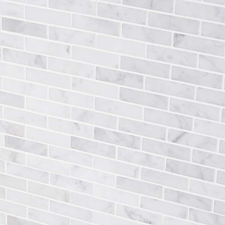 Disco-Carrara 1/2x2 Marble Polished Mosaic Tile