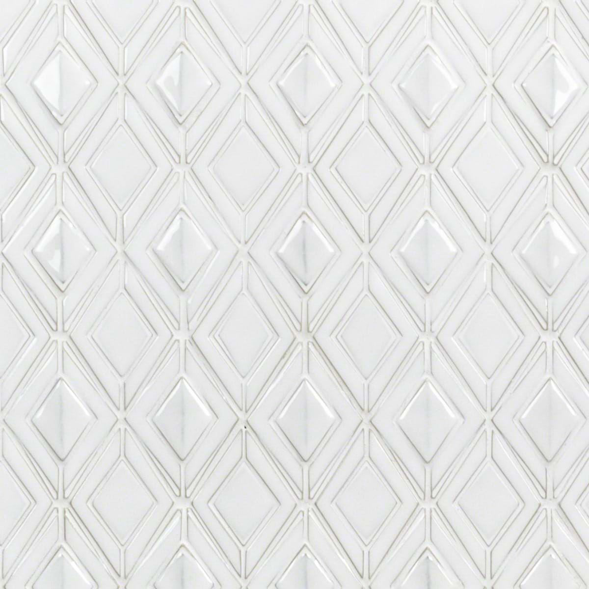 Nabi Jewel Natural White 3D Glossy Glass Mosaic Tile | Tilebar.com