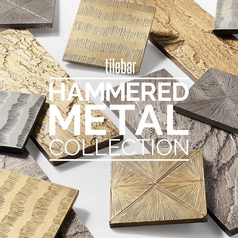 Hammered Metal Waves Silver 6x6 Antiqued Handmade Tile