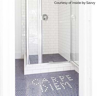 Eden Royal Blue 1" Rimmed Penny Round Polished Porcelain Mosaic