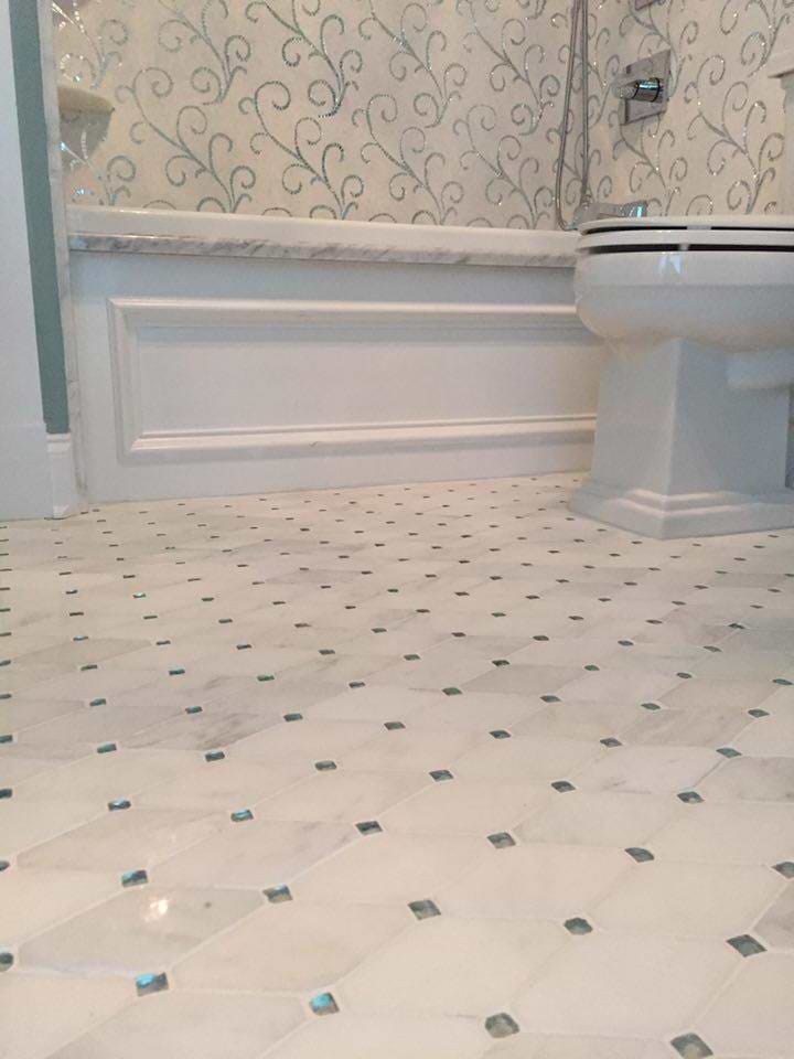 Reflection White Diamond Asian Statuary Polished Marble & Mirror Mosaic Tile