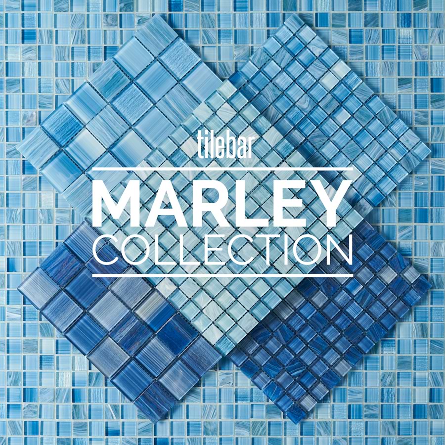 Marley Sea Blue 1x1 Polished Glass Mosaic