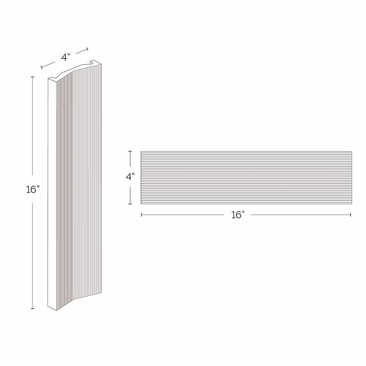 Kinzie Concave White 4x16 3D Matte Ceramic Tile