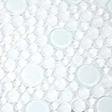 Loft Super White Penny Round Polished Glass Mosaic