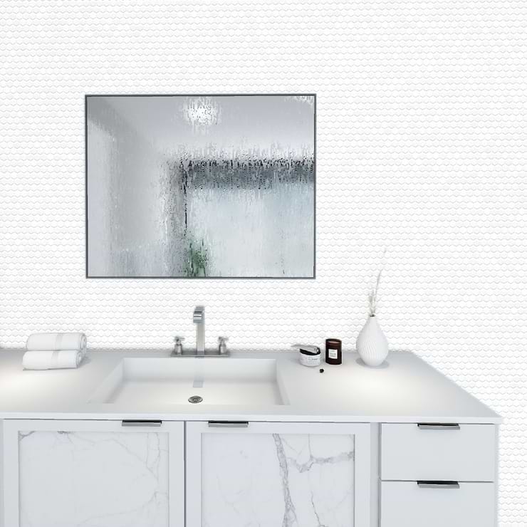 Level White 1" Hexagon Matte Porcelain Mosaic; in White Porcelain; for Backsplash, Floor Tile, Kitchen Floor, Kitchen Wall, Wall Tile, Bathroom Floor, Bathroom Wall, Shower Wall, Shower Floor, Outdoor Floor, Outdoor Wall, Commercial Floor; in Style Ideas Farmhouse