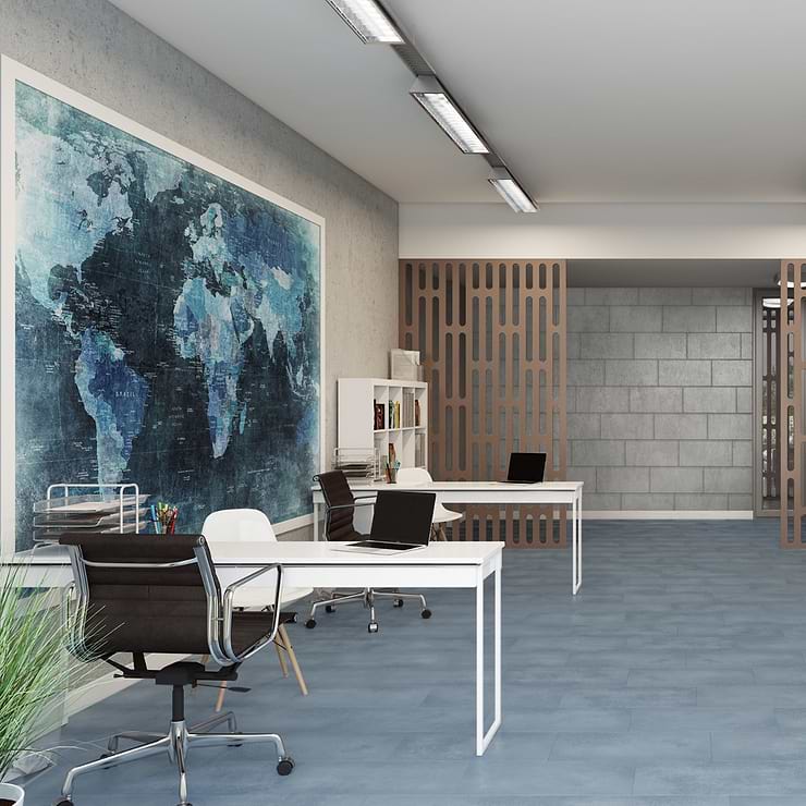 Bond LVT Indio Blue 12x24 Glue Down Luxury Vinyl Tile ; in Blue Luxury Vinyl; for Basement Floor, Bedroom Floor, Floor Tile, Kitchen Floor, Light Commercial Floor, Living Space, Residential Floor, Bathroom Floor; in Style Ideas Industrial, Modern, Traditional; released 2023; new, trends