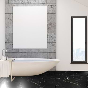 Marble Tech Port Laurent Black 24x24 Nero Marquina Look Polished Porcelain Tile