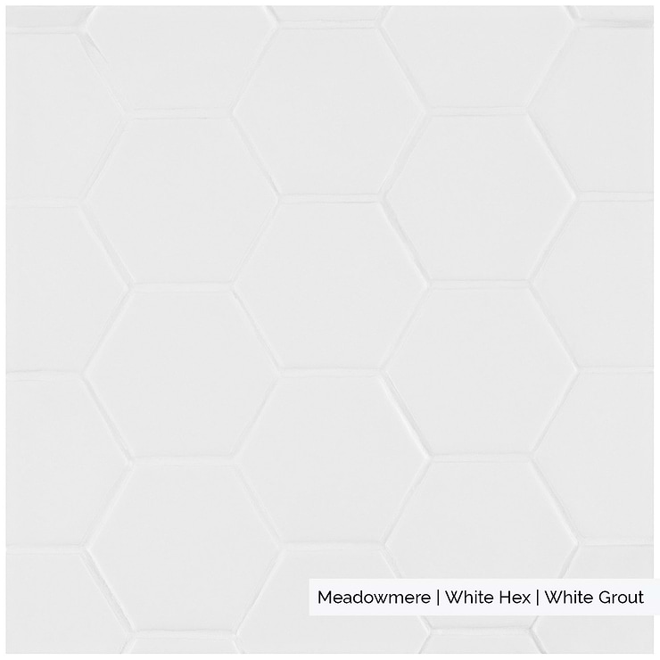Meadowmere Cement White 3" Hexagon Matte Ceramic Tile