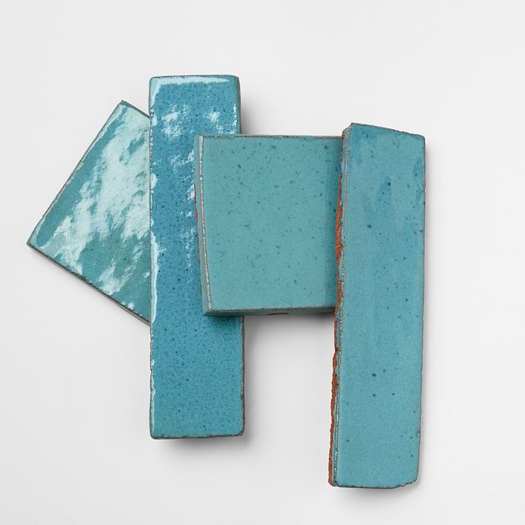 Emery Blue 4x4 Square Handmade Crackled Terracotta Tile