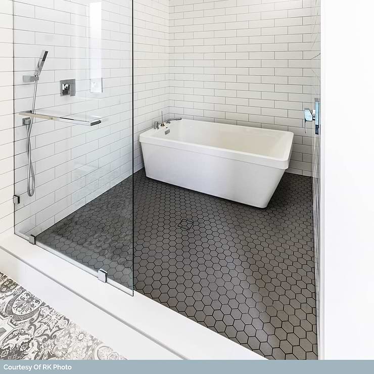 Meadowmere Black 3" Hexagon Matte Ceramic Tile