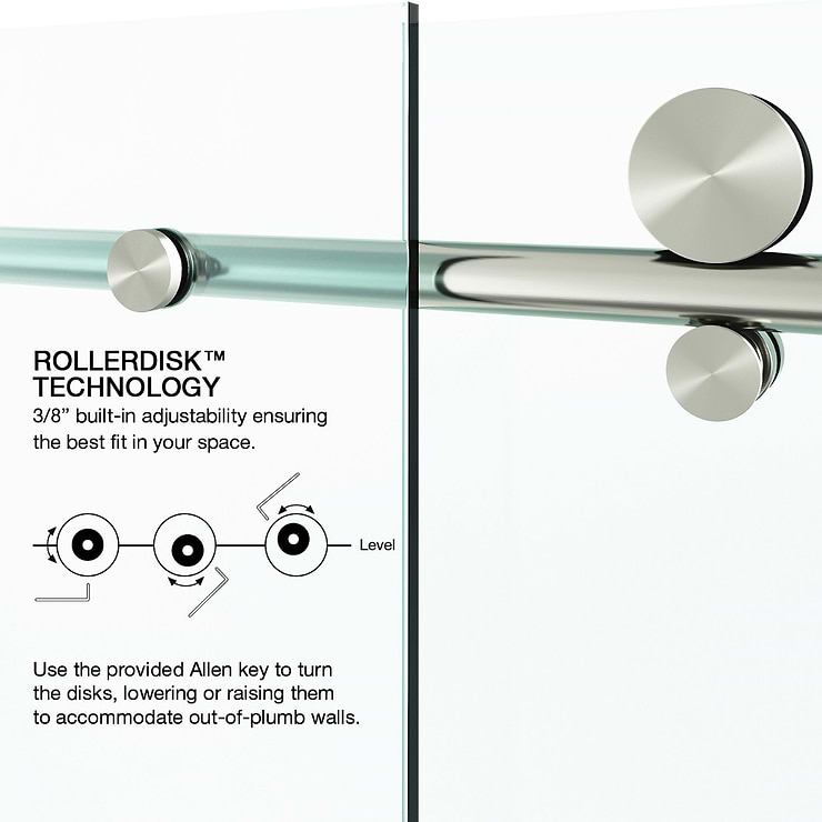 Gemello 60x66 Reversible Sliding Bathtub Door with Clear Glass in Stainless Steel