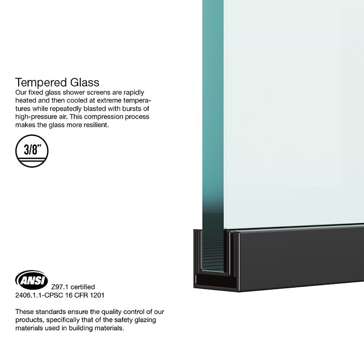 Finestra 34x74 Reversible Screen Shower Door with Grid Glass in Matte Black