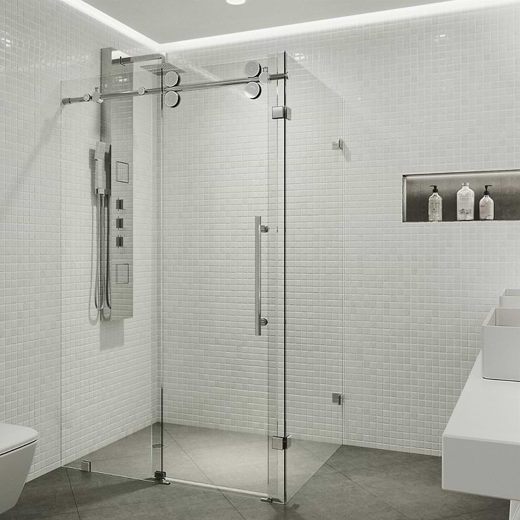 Legato 36x48x74 Reversible Sliding Enclosure Shower Door with Clear Glass in Chrome; in Style Ideas Classic, Contemporary, Modern, Traditional, Transitional
