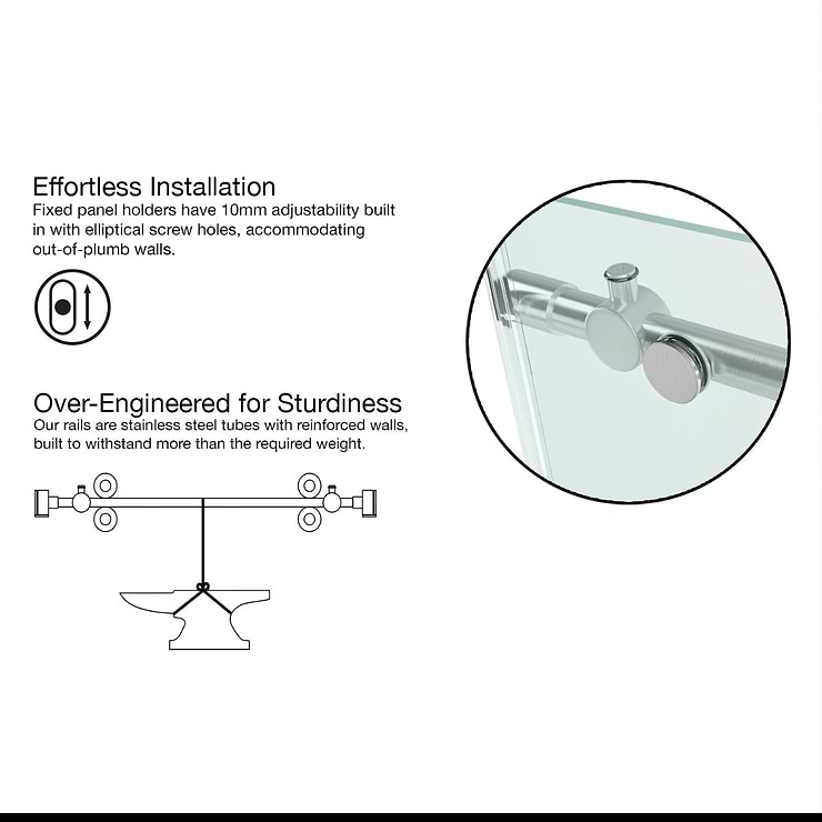 Legato 36x60x74 Reversible Sliding Enclosure Shower Door with Clear Glass in Stainless Steel