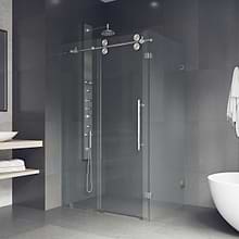 Legato 36x60x74 Reversible Sliding Enclosure Shower Door with Clear Glass in Stainless Steel