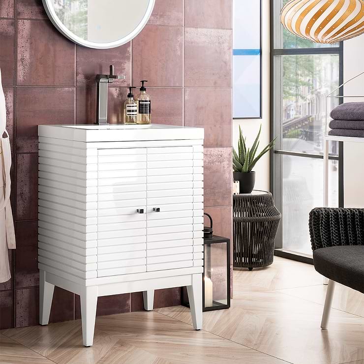 James Martin Vanities Linden 24" Glossy White Vanity And Counter