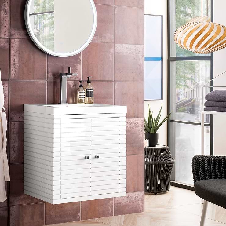 James Martin Vanities Linden 24" Glossy White Vanity And Counter