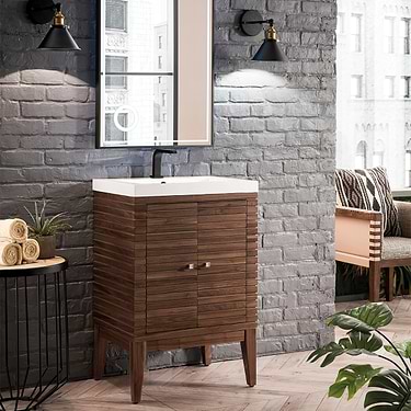 Linden 24" Mid Century Walnut Vanity And Counter by JMV