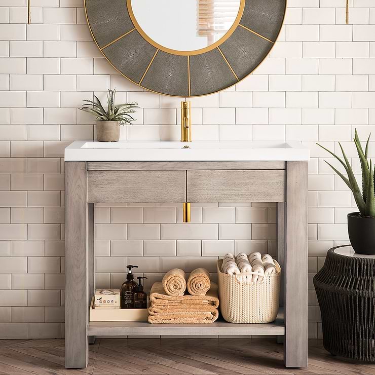 Brooklyn 40" Platinum Ash Vanity And Counter by JMV; in Style Ideas Contemporary, Craftsman, Farmhouse, Modern, Rustic