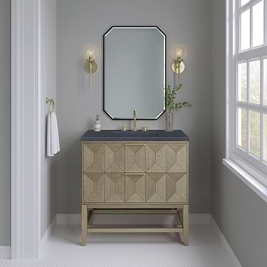 Emmeline Pebble Oak 36" Vanity with Charcoal Quartz Counter by JMV