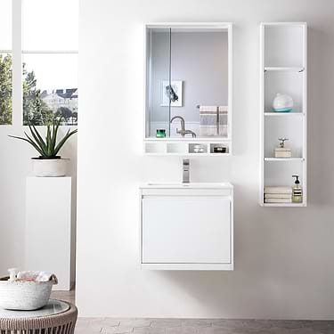 Milan 24" White Vanity and Glossy White Counter by JMV