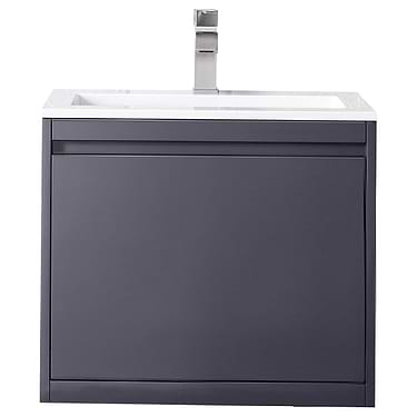 Milan 24" Modern Gray Vanity and Glossy White Counter by JMV