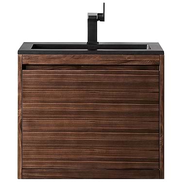Milan 24" Mid Century Walnut Vanity and Charcoal Black Counter by JMV