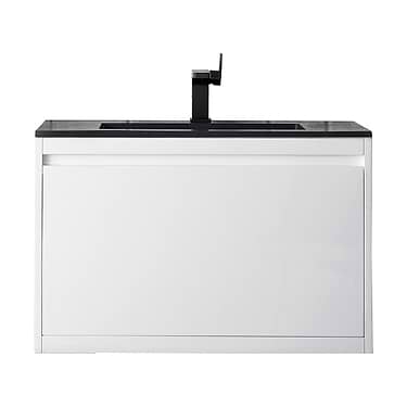 James Martin Vanities Milan 32" Glossy White Vanity with Charcoal Black Solid Surface Counter