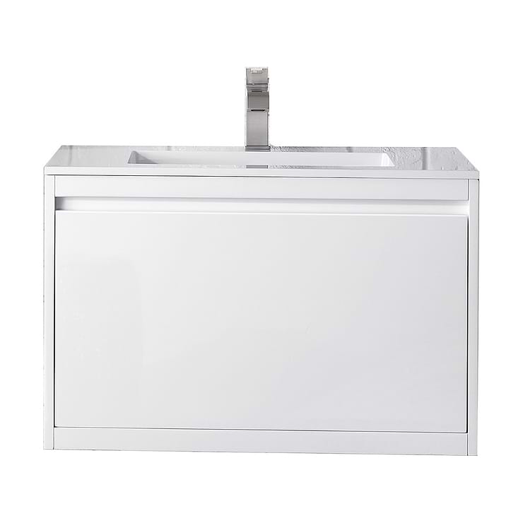 James Martin Vanities Milan 32" Glossy White Vanity with Glossy White Solid Surface Counter