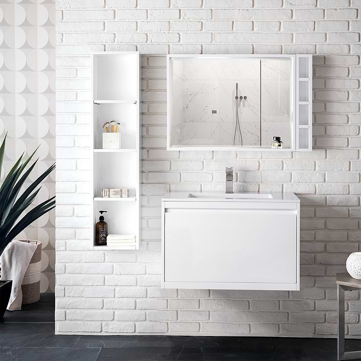 Milan 32" White Vanity and Glossy White Counter by JMV; in Glossy White Wood; released 2024; new, trends