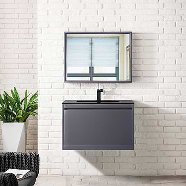 Milan 32" Modern Gray Vanity and Charcoal Black Counter by JMV