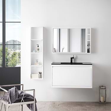 Milan 36" White Vanity and Charcoal Black Counter by JMV