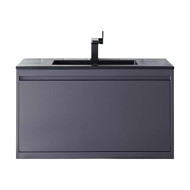 Milan 36" Modern Gray Vanity and Charcoal Black Counter by JMV