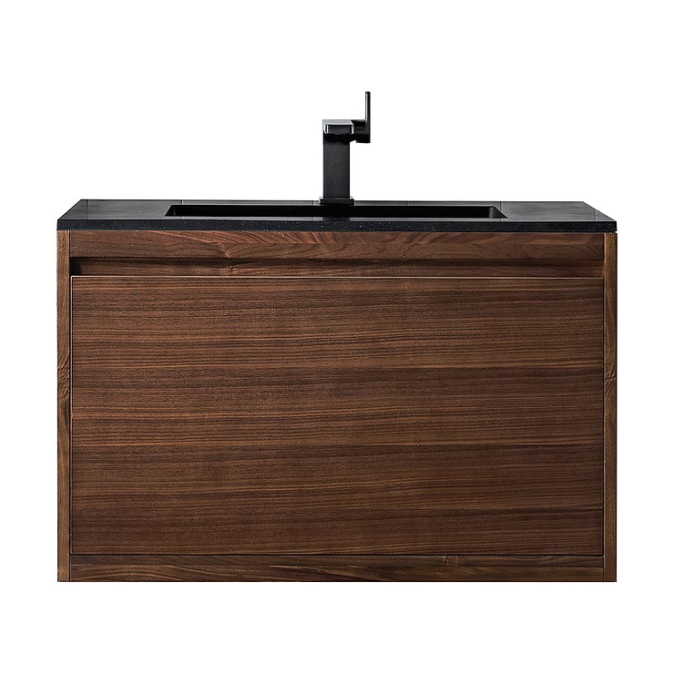 James Martin Vanities Milan 36" Mid Century Walnut Brown Vanity with Charcoal Black Solid Surface Counter