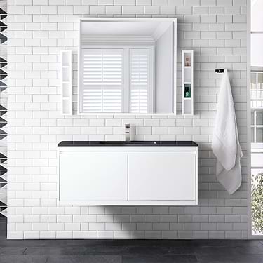 Milan 48" White Vanity and Charcoal Black Counter by JMV