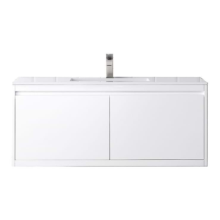James Martin Vanities Milan 48" Glossy White Vanity with Glossy White Solid Surface Counter