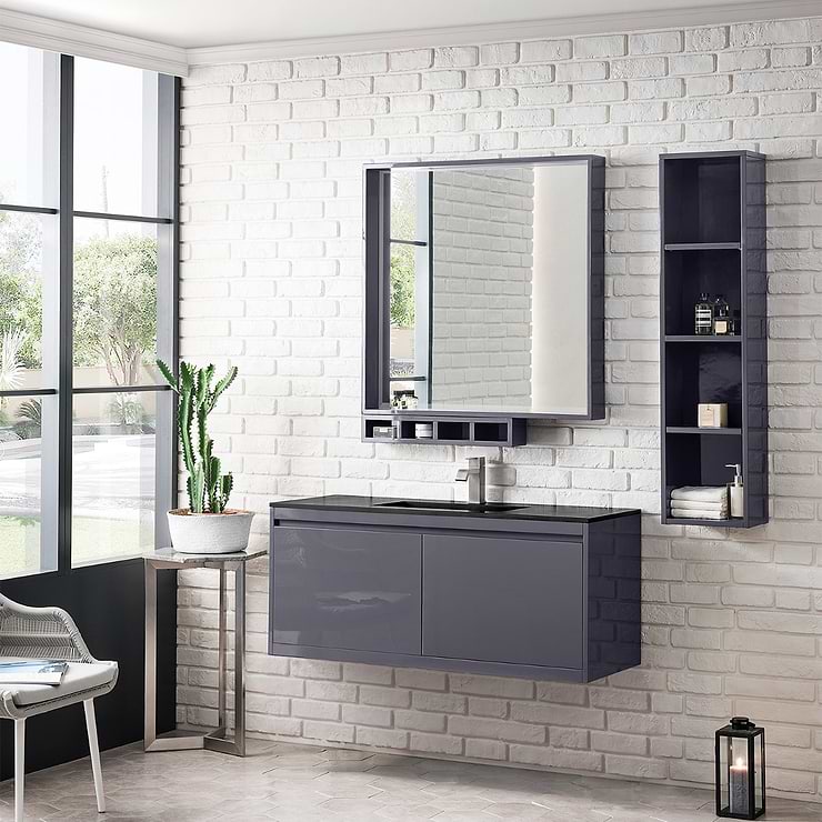 James Martin Vanities Milan 48" Modern Gray Vanity with Charcoal Black Solid Surface Counter