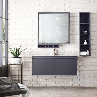 Milan 48" Modern Gray Vanity and Glossy White Counter by JMV